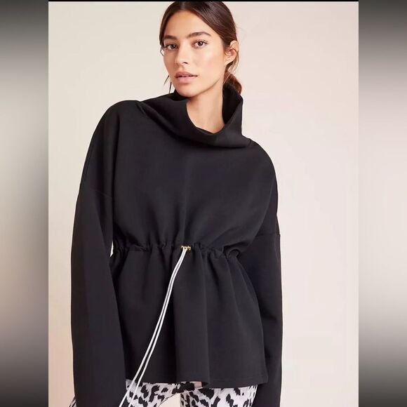 NWT VARLEY Anthropologie BARTON Sweat Sweatshirt BLACK SMALL - Picture 3 of 4